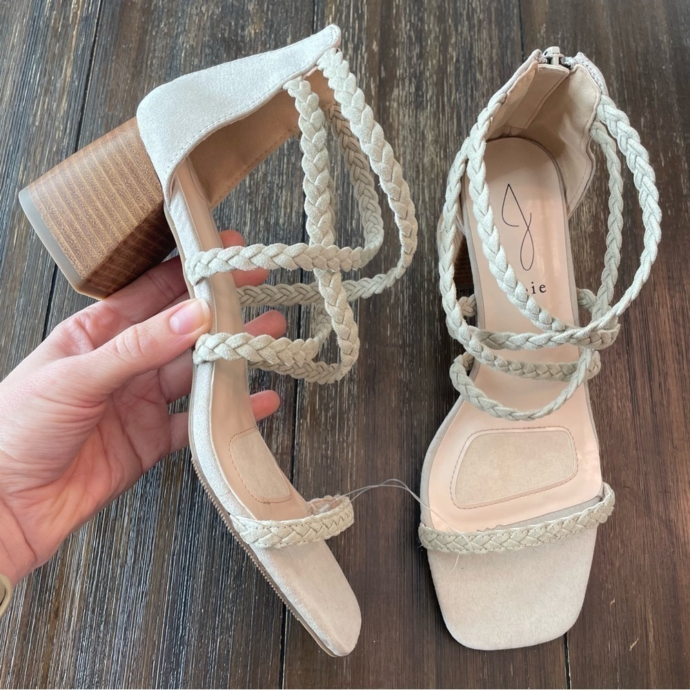 New Joie Felina Braided Faux Suede Block Heel Sandals Women's 7.5